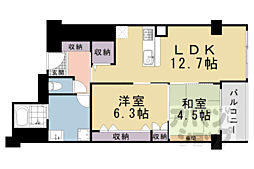 河原町スカイマンション 2LDKの間取図画像