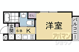 QUALIE京大前 1Kの間取図画像