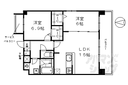 パルティール東山 2LDKの間取図画像