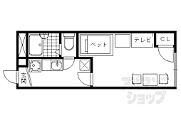 レオパレス川端御池 1Kの間取図画像