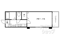 e.ze.御所南 1Kの間取図画像