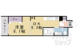 シャイン東山 1DKの間取図画像