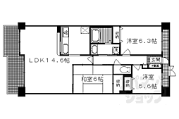 ファミールガーデン二条駅前WEST 3LDKの間取図画像
