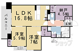 ユニハイム京都七条通り 2SLDKの間取図画像