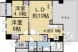 ザ・パークハウス京都聖護院 2LDKの間取図画像