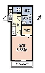 フェリーチェV 2階1Kの間取り