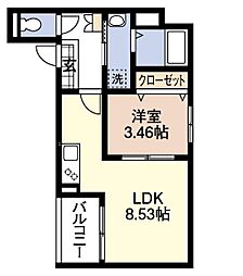アルメリア 2階1LDKの間取り