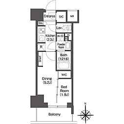 コンフォリア東新宿 4階1DKの間取り