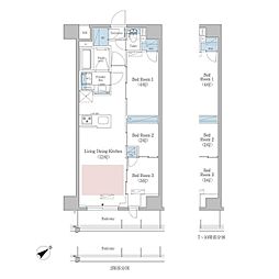 アーバネックス早稲田 10階3LDKの間取り