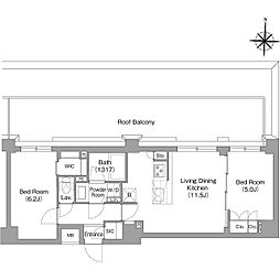 ＢＰＲレジデンス大島 5階2LDKの間取り