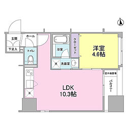 リバーレ東新宿 4階1LDKの間取り