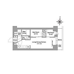 コンフォリア・リヴ南品川 7階2LDKの間取り