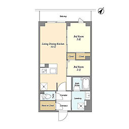 ＫＤＸレジデンス田園調布南 1階2LDKの間取り