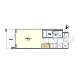 アルファコート四ツ木 8階1Kの間取り