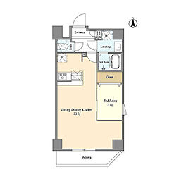 アルファコート谷在家 6階1LDKの間取り