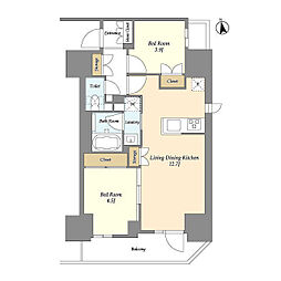 グランカーサ船堀II 11階2LDKの間取り