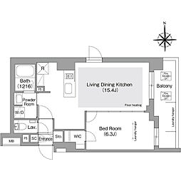 コンフォリア・リヴ文京護国寺 1LDKの間取図画像