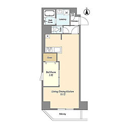 アルファコート谷在家 9階1LDKの間取り