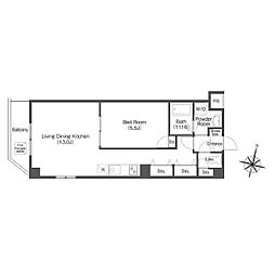 ＫＥＮＥＤＩＸ千葉中央 4階1LDKの間取り