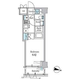 スタイリオ渋谷南平台 3階1Kの間取り