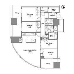 麻布台ヒルズレジデンスB 10階4LDKの間取り