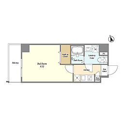 アルファコート綾瀬3 4階1Kの間取り