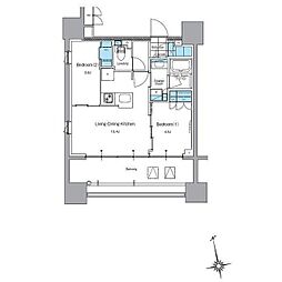 Ｊ．リヴェール上野入谷フロント 10階2LDKの間取り