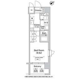 エミネンス高輪台 12階1Kの間取り