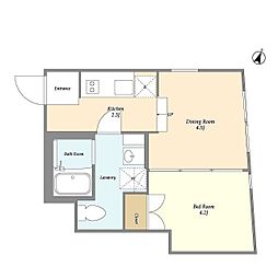 ＥＸＡＭ西小山 1階1DKの間取り