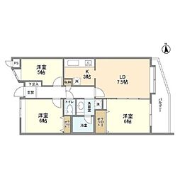 アルス立川 504 5階3LDKの間取り