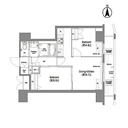 コンフォリア西蒲田 14階2DKの間取り