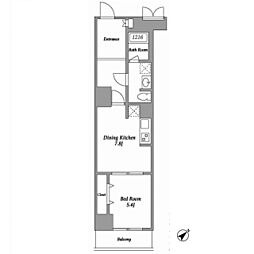 エスティメゾン東新宿 2階1DKの間取り