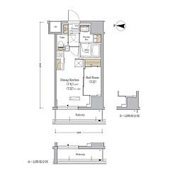 アーバネックス森下ＷＥＳＴ 5階1DKの間取り