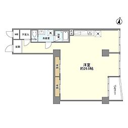 ドミール五番町 3階ワンルームの間取り
