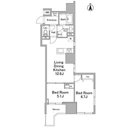 リバーレ浅草ウエスト 7階2LDKの間取り