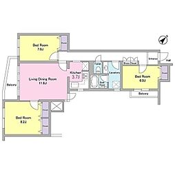 アビタシオン 3LDKの間取図画像