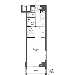 ディームス目黒行人坂 2階1Kの間取り