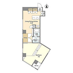 エスタート等々力 306 3階1LDKの間取り