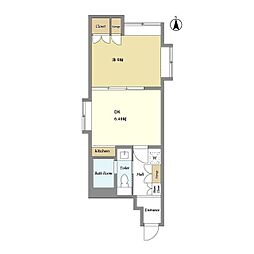 原宿東急アパートメント 1DKの間取図画像