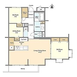 メイフェア目黒 2SLDKの間取図画像