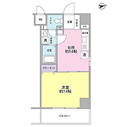 ヴェルデ東日本橋 1DKの間取図画像