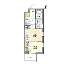 コスモグラシア学芸大学 1DKの間取図画像