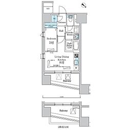 デュオフラッツ池尻大橋 1LDKの間取図画像