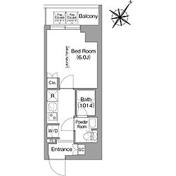 コンフォリア・リヴ横浜阪東橋 1Kの間取図画像