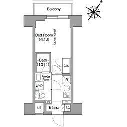 コンフォリア・リヴ横浜阪東橋 1Kの間取図画像