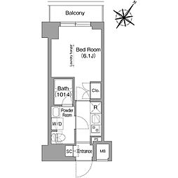 コンフォリア・リヴ横浜阪東橋 1Kの間取図画像