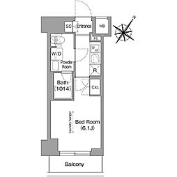 コンフォリア・リヴ横浜阪東橋 1Kの間取図画像