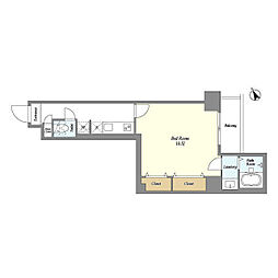 アルファコート曳舟2 1Kの間取図画像