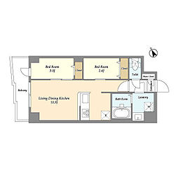 アルファコート曳舟2 2LDKの間取図画像