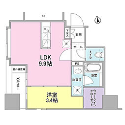 リバーレ東新宿 1LDKの間取図画像